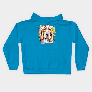 Cute dog and fruits basset hound dog gifts for all Kids Hoodie